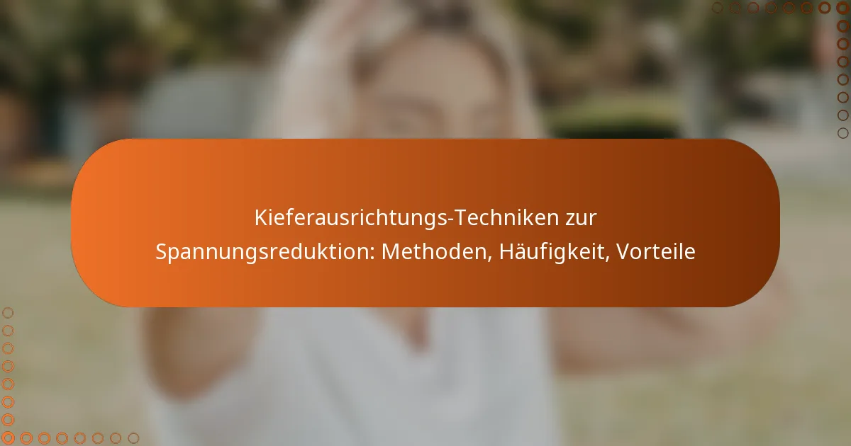 Kieferausrichtungs-Techniken zur Spannungsreduktion: Methoden, Häufigkeit, Vorteile